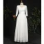 Classic Elegant Ivory Plus Size Wedding Dresses 2020 A-Line / Princess V-Neck Floor-Length / Long Lace Satin Long Sleeve Checked Embroidered Solid Color Wedding
