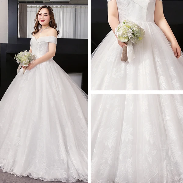 Unique Blanche Robe Boule Robe De Mariée 2019 Appliques Dos Nu Dentelle Tulle Bustier Chapel Train Mariage