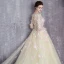 Flower Fairy Yellow Prom Dresses 2017 A-Line / Princess Scoop Neck Long Sleeve Appliques Flower Ruffle Tulle Royal Train Formal Dresses