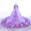 Stunning Candy Pink Flower Wedding Dresses 2017 V-Neck Off-The-Shoulder Ruffle Tulle Ball Gown Prom Dresses Chapel Train
