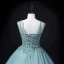 Chic / Beautiful Jade Green Beading Pearl Sequins Prom Dresses 2022 Ball Gown V-Neck Sleeveless Backless Floor-Length / Long Prom Formal Dresses
