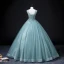 Chic / Beautiful Jade Green Beading Pearl Sequins Prom Dresses 2022 Ball Gown V-Neck Sleeveless Backless Floor-Length / Long Prom Formal Dresses