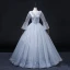 Bling Bling Sky Blue Star Sequins Prom Dresses 2022 Ball Gown Scoop Neck Bell sleeves Backless Floor-Length / Long Formal Dresses