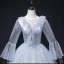 Bling Bling Sky Blue Star Sequins Prom Dresses 2022 Ball Gown Scoop Neck Bell sleeves Backless Floor-Length / Long Formal Dresses