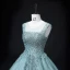 Chic / Beautiful Jade Green Beading Pearl Sequins Prom Dresses 2022 Ball Gown V-Neck Sleeveless Backless Floor-Length / Long Prom Formal Dresses
