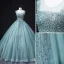 Chic / Beautiful Jade Green Beading Pearl Sequins Prom Dresses 2022 Ball Gown V-Neck Sleeveless Backless Floor-Length / Long Prom Formal Dresses