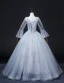 Bling Bling Sky Blue Star Sequins Prom Dresses 2022 Ball Gown Scoop Neck Bell sleeves Backless Floor-Length / Long Formal Dresses
