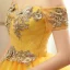 Chic / Beautiful Gold Prom Dresses 2020 Ball Gown Off-The-Shoulder Short Sleeve Appliques Lace Pearl Beading Floor-Length / Long Ruffle Backless Formal Dresses