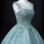 Chic / Beautiful Jade Green Beading Pearl Sequins Prom Dresses 2022 Ball Gown V-Neck Sleeveless Backless Floor-Length / Long Prom Formal Dresses