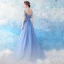 Chic / Beautiful Sky Blue Evening Dresses  2017 A-Line / Princess Tulle U-Neck Appliques Backless Beading Evening Party Formal Dresses