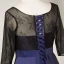 Flower Fairy Navy Blue Plus Size Evening Dresses  2018 V-Neck Charmeuse A-Line / Princess Lace-up Backless Printing Evening Party Prom Dresses