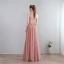 Modern / Fashion Floor-Length / Long Blushing Pink Evening Dresses  2018 A-Line / Princess Chiffon V-Neck Lace-up Appliques Backless Pierced Formal Dresses