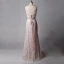 2 Piece Amazing / Unique Blushing Pink Court Train Wedding 2018 V-Neck Lace Lace-up Backless Beading Pearl Sheath / Fit Wedding Dresses