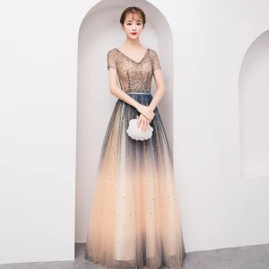 Scintillantes Bling Bling Multi Couleurs Longue Robe De Soirée 2018 Princesse V Cou Tulle Dos Nu Perlage Paillettes Soirée Robe De Ceremonie