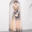 Sparkly Bling Bling Multi-Colors Floor-Length / Long Evening Dresses  2018 A-Line / Princess V-Neck Tulle Backless Beading Sequins Evening Party Formal Dresses