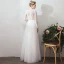 Amazing / Unique White Evening Dresses  2019 A-Line / Princess Lace Tulle U-Neck Long Sleeve Appliques Backless Red Carpet Holiday Summer Formal Dresses