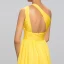 Elegante Klassisch Charmant Gelb Empire Abendkleider 2020 A Linie Lange Sommer Einfarbig Gespaltete Front Rückenfreies One-Shoulder Cocktail Abend Festliche Kleider