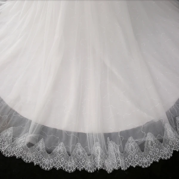 Schöne Ivory / Creme Übergröße Brautkleider / Hochzeitskleider 2020 V-Ausschnitt Einfarbig A Linie Perlenstickerei Applikationen Rückenfreies Perle Pailletten Kathedrale Schleppe Hochzeit