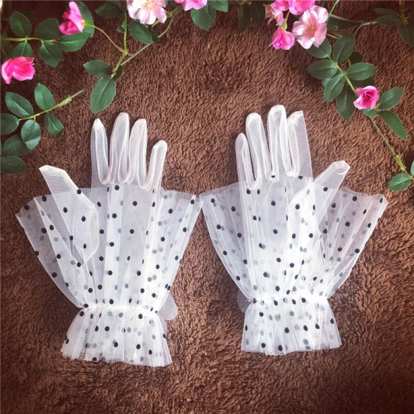 Flower Fairy White Bridal Gloves 2020 Beading Pearl Tulle Prom Bridal Wedding Accessories