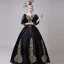 Vintage / Originale Médiévale Noire Robe Boule Robe De Bal 2021 V-Cou 3/4 Manches Longue Dentelle 3D Fleur Fait main Cosplay Promo Robe De Ceremonie