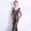 Scintillantes Noire Robe De Soirée 2017 Trompette / Sirène V-Cou Dos Nu Paillettes Charmeuse Soirée Robe De Fete