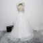 Chic / Beautiful White Wedding Dresses 2017 A-Line / Princess U-Neck Lace Appliques Beading Pierced Wedding Prom Dresses
