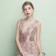 Schöne Glitzernden Pearl Rosa Abendkleider 2017 Mermaid V-Ausschnitt Gestreift Rückenfreies Pailletten Polyester Abend Festliche Kleider