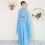 Modest / Simple Chinese style Sky Blue Floor-Length / Long Evening Dresses  2018 A-Line / Princess Chiffon With Cloak High Neck Evening Party Formal Dresses