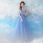 Chic / Beautiful Sky Blue Evening Dresses  2017 A-Line / Princess Tulle U-Neck Appliques Backless Beading Evening Party Formal Dresses