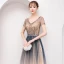 Sparkly Bling Bling Multi-Colors Floor-Length / Long Evening Dresses  2018 A-Line / Princess V-Neck Tulle Backless Beading Sequins Evening Party Formal Dresses