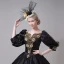 Vintage / Originale Médiévale Noire Robe Boule Robe De Bal 2021 V-Cou 3/4 Manches Longue Dentelle 3D Fleur Fait main Cosplay Promo Robe De Ceremonie