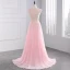 Chic / Beautiful 2017 Candy Pink Evening Dresses  V-Neck Lace Appliques Backless A-Line / Princess Evening Party