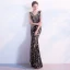 Scintillantes Noire Robe De Soirée 2017 Trompette / Sirène V-Cou Dos Nu Paillettes Charmeuse Soirée Robe De Fete
