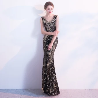 Glitzernden Schwarz Abendkleider 2017 Mermaid V Ausschnitt Rückenfreies Pailletten Charmeuse Abend Partykleider