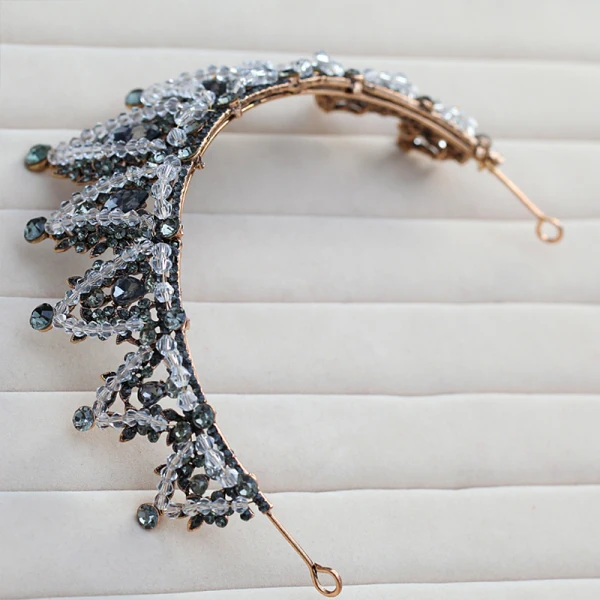 Mote Mørk Grønn Brudesmykker 2017 Metall Beading Rhinestone Håndlaget Hodepynt Bryllup Ball Tilbehør
