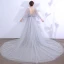 Chic / Beautiful Grey Cathedral Train Prom Dresses 2018 A-Line / Princess V-Neck Tulle Lace-up Appliques Backless Beading Evening Party Formal Dresses