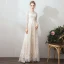 Amazing / Unique White Evening Dresses  2019 A-Line / Princess Lace Tulle U-Neck Long Sleeve Appliques Backless Red Carpet Holiday Summer Formal Dresses