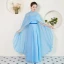Modest / Simple Chinese style Sky Blue Floor-Length / Long Evening Dresses  2018 A-Line / Princess Chiffon With Cloak High Neck Evening Party Formal Dresses