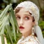 Moderne / Mode Blanche Courte Voile De Mariée 2020 Fait main Tulle Perlage Brodé Perle Mariage Accessorize