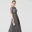 Schöne Grau Brautmutterkleider 2020 A Linie Lange Kurze Ärmel Applikationen Stickerei Strass Bandeau Abend Hochzeit Kleider Für Hochzeit