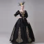 Vintage / Originale Médiévale Noire Robe Boule Robe De Bal 2021 V-Cou 3/4 Manches Longue Dentelle 3D Fleur Fait main Cosplay Promo Robe De Ceremonie
