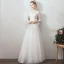 Amazing / Unique White Evening Dresses  2019 A-Line / Princess Lace Tulle U-Neck Long Sleeve Appliques Backless Red Carpet Holiday Summer Formal Dresses