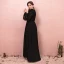 Amazing / Unique Black Plus Size Evening Dresses  2018 A-Line / Princess Long Sleeve Tulle V-Neck Lace-up Backless Evening Party Prom Dresses