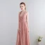 Modern / Fashion Floor-Length / Long Blushing Pink Evening Dresses  2018 A-Line / Princess Chiffon V-Neck Lace-up Appliques Backless Pierced Formal Dresses