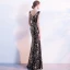 Scintillantes Noire Robe De Soirée 2017 Trompette / Sirène V-Cou Dos Nu Paillettes Charmeuse Soirée Robe De Fete