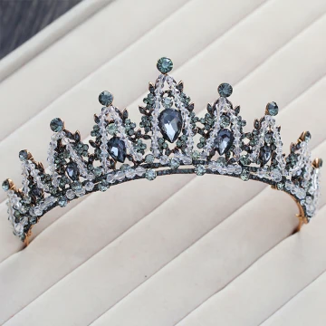 Mode Mörkgrön Brudsmycken 2017 Metall Beading Rhinestone Handgjort Hårsmycken Bröllop Bal Tillbehör
