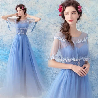 Chic Belle Bleu Ciel Robe De Soirée 2017 Princesse Tulle U Cou Appliques Dos Nu Perlage Soirée Robe De Ceremonie