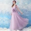 Chic / Beautiful Lilac Evening Dresses  2018 A-Line / Princess Floor-Length / Long Tulle V-Neck Appliques Backless Evening Party Formal Dresses