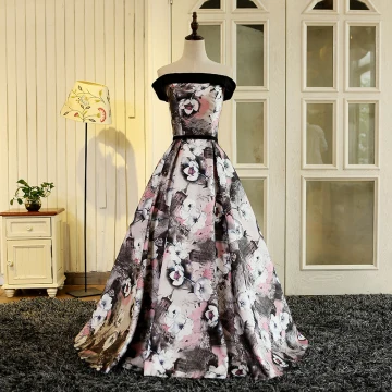 Flower Fairy Multi Colors Floor Length Long Evening Dresses 2018 Printing Charmeuse A Line Princess Backless Strapless Evening Party Prom Dresses