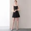 Modern / Fashion Black Short Graduation Dresses 2018 A-Line / Princess Spaghetti Straps Backless Charmeuse Homecoming Formal Dresses
